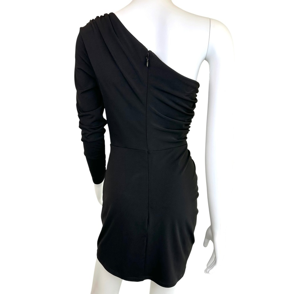 Cinq à Sept Alora One Shoulder Ruched Bodycon Dress Black Womens Size 6 - Picture 3 of 8